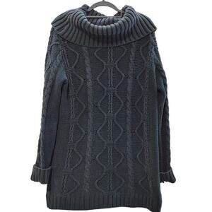 525 America Chunky Knit Cowl Neck Gray Cotton Tunic Sweater USA Made Womens XL